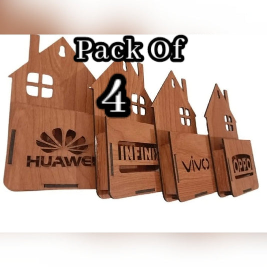 Pack of 4 Mobile Holder Wooden Wall Mobile Holder Wooden Made Wall Mobile Holder