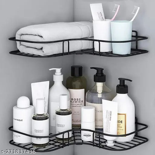 1 Pcs Metal Corner Rack For Bathroom & Kitchen | Bathroom Metal Shelf Organizer Wall Mount Bathroom Accessories ( With 2 Drill Screws )